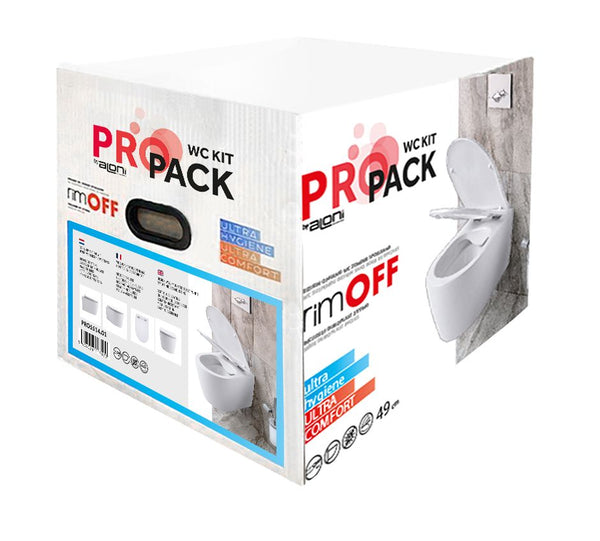 ALONI PRO HANGTOILET - RANDLOOS - MET ZITTING - DUROPLAST - SOFT CLOSE - QUICK RELEASE - COMPACT 49 CM - 36X25X49 CM - MAT ZWART
