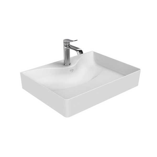 CREAVIT RUBY RB064 WASTAFEL - OPBOUW - KERAMIEK - ZONDER OVERLOOP - MET KRAANGAT - 60,5X11X45,5 CM - GLANZEND WIT