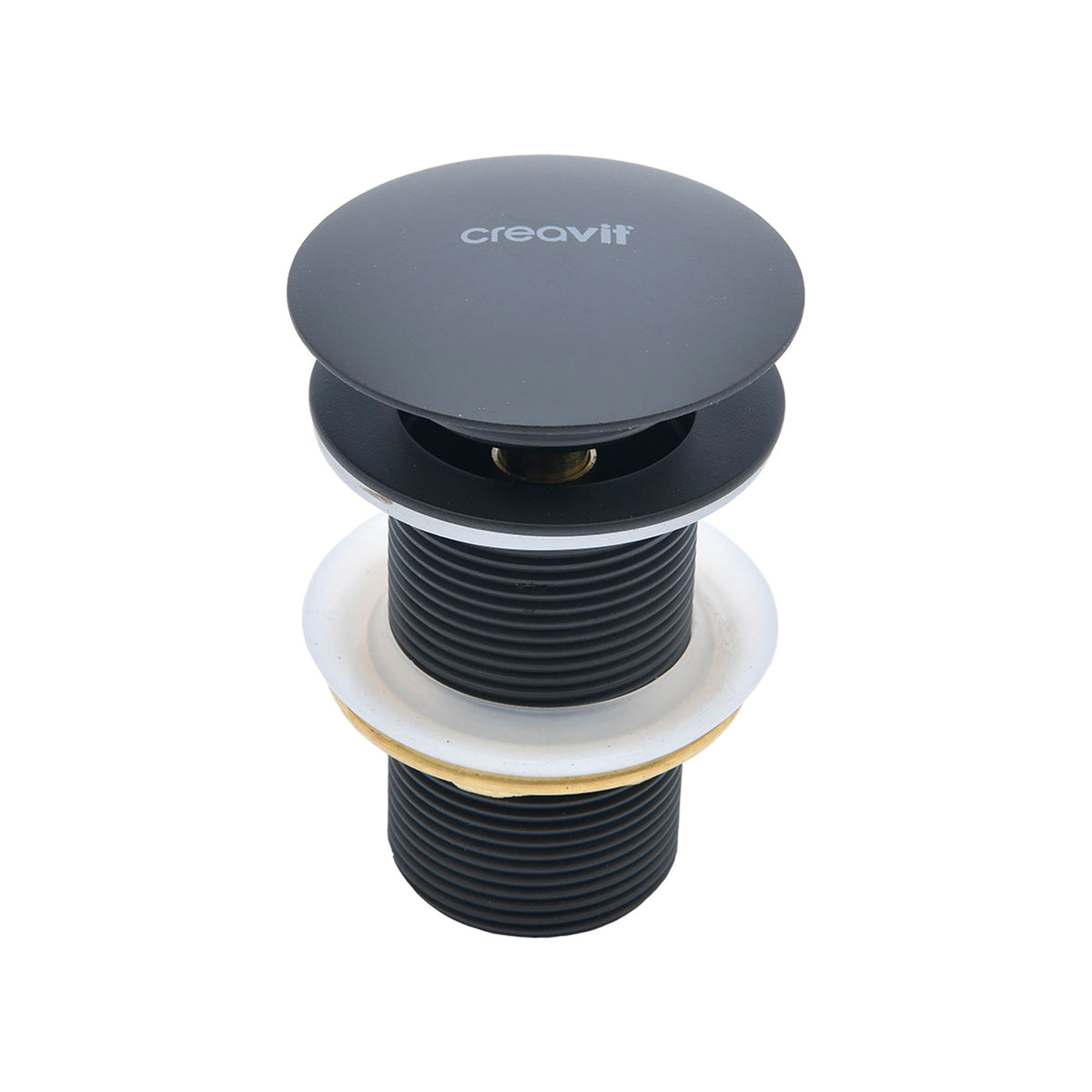 CREAVIT AFVOERPLUG - CLICK WASTE 5/4" - MET OVERLOOP - HOUTSKOOL ZWART