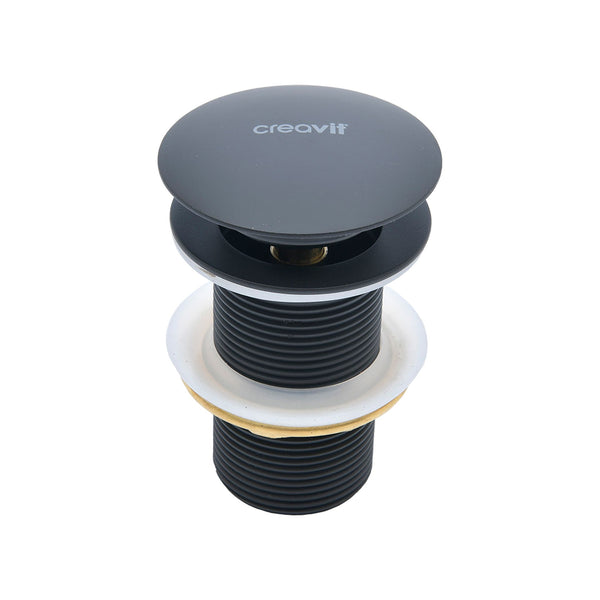 CREAVIT AFVOERPLUG - CLICK WASTE 5/4" - MET OVERLOOP - HOUTSKOOL ZWART