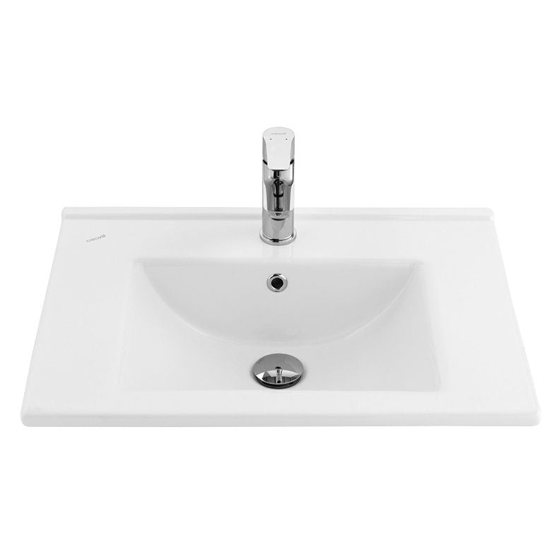 Kiyora Kiseki Su Wastafel - 1 Wasbak - Met Kraangat - Keramiek - 60x45cm - Glanzend Wit