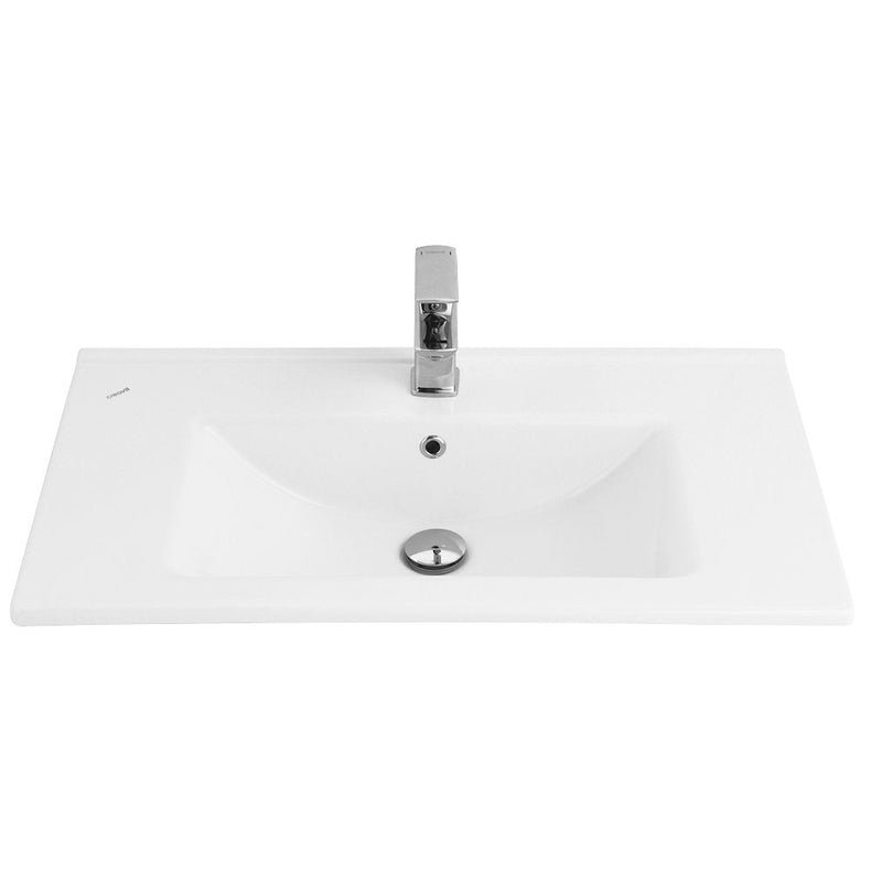 Su Wastafel - 1 Wasbak - Met Kraangat - Keramiek - 80x45cm - Glanzend Wit