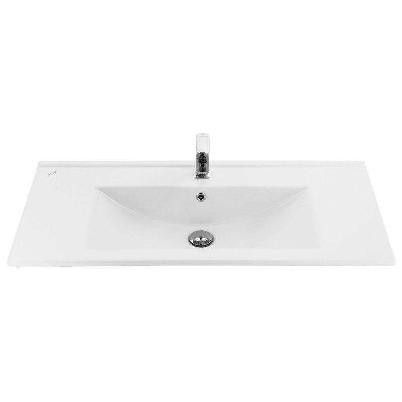 Kiyora Kiseki Su Wastafel - 1 Wasbak - Met Kraangat - Keramiek - 100x45cm - Glanzend Wit