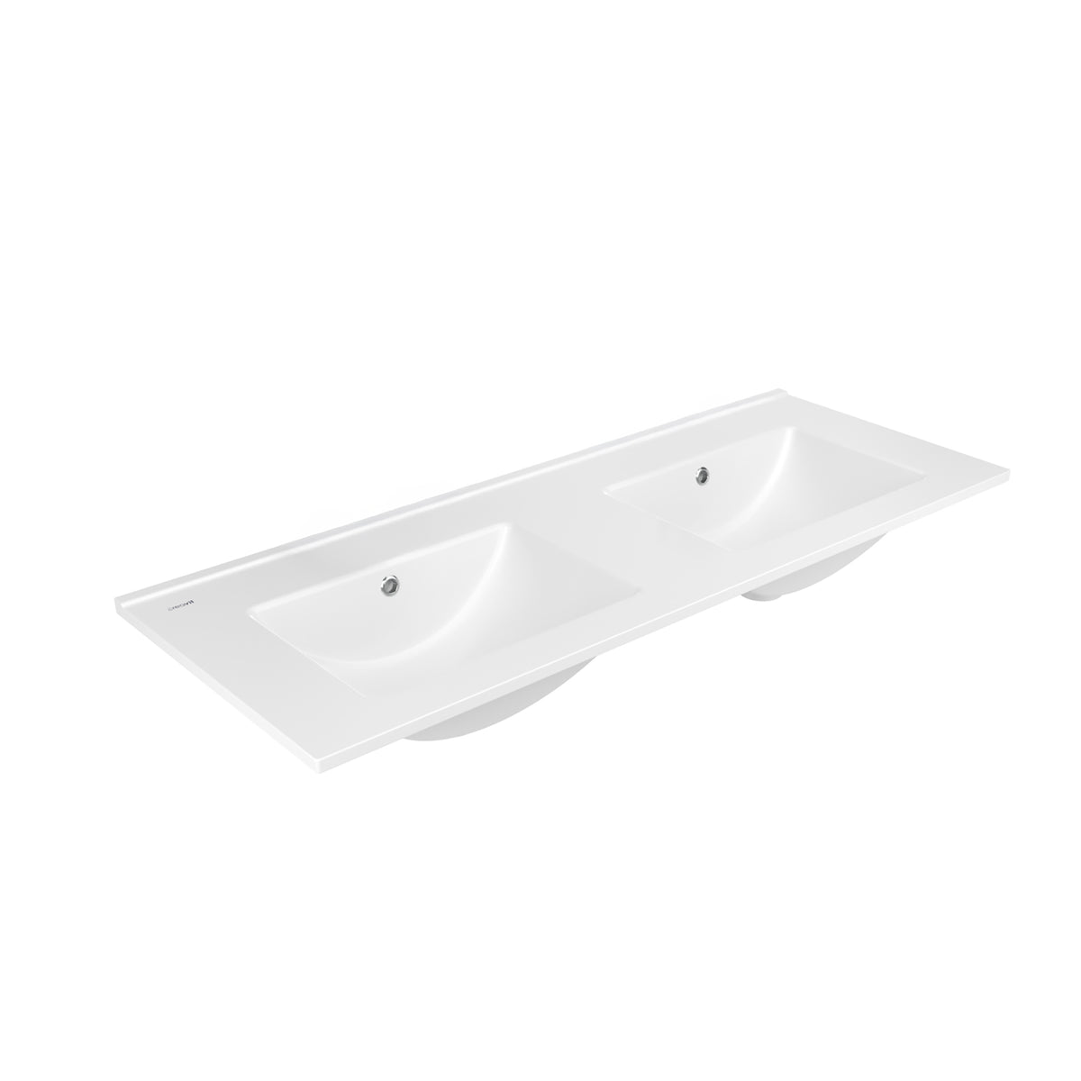 Su Wastafel - 2 Wasbakken - Zonder Kraangaten - Keramiek - 121x46cm - Glanzend Wit