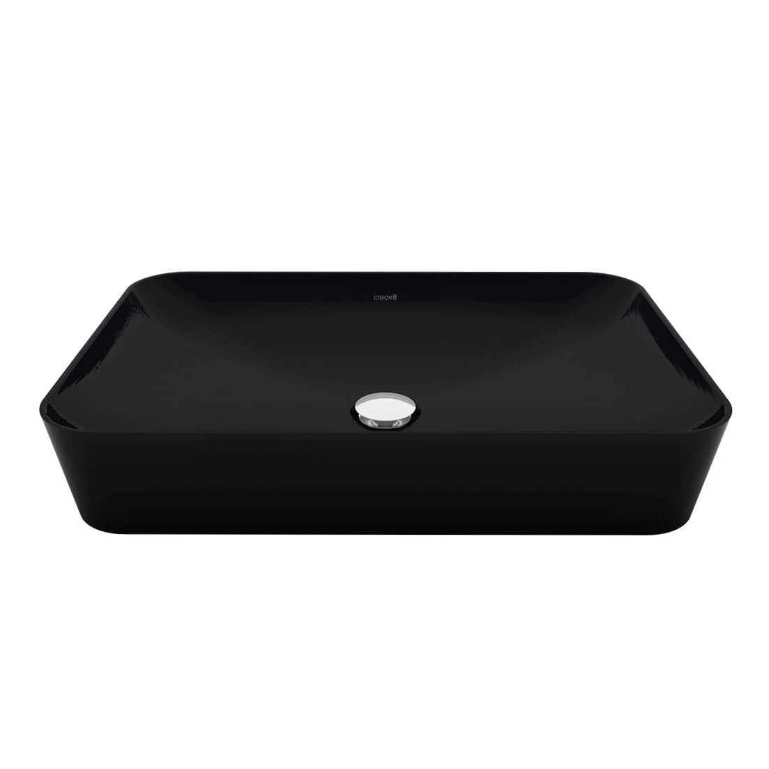 Creavit Ultra Waskom - Opbouw - Zonder Overloop - Zonder Kraangat - Keramiek - 60x11x40 Cm - Houtskool Zwart
