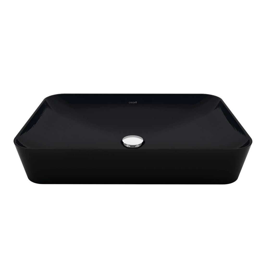 CREAVIT ULTRA WASKOM - OPBOUW - ZONDER OVERLOOP - ZONDER KRAANGAT - KERAMIEK - 60X11X40 CM - HOUTSKOOL ZWART