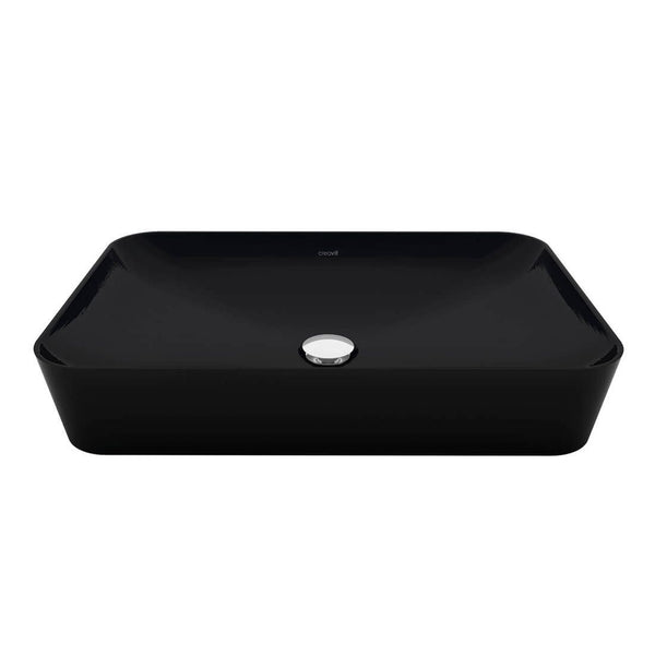 CREAVIT ULTRA WASKOM - OPBOUW - ZONDER OVERLOOP - ZONDER KRAANGAT - KERAMIEK - 60X11X40 CM - HOUTSKOOL ZWART