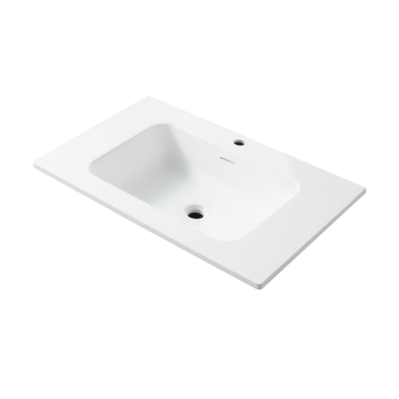 Nukumo Take Square Wastafel - 1 Wasbak - Met Overloop - Zonder Kraangat - Kunstmarmer - 80x12x52,5 Cm - Mat Wit