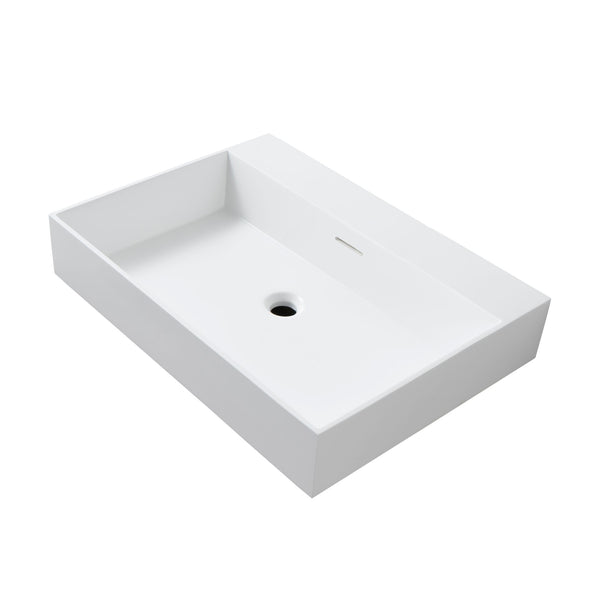 WONDA SQUARE WASTAFEL - 1 WASBAK - MET OVERLOOP - ZONDER KRAANGAT - KUNSTMARMER - 80X12X52,5 CM - MAT WIT
