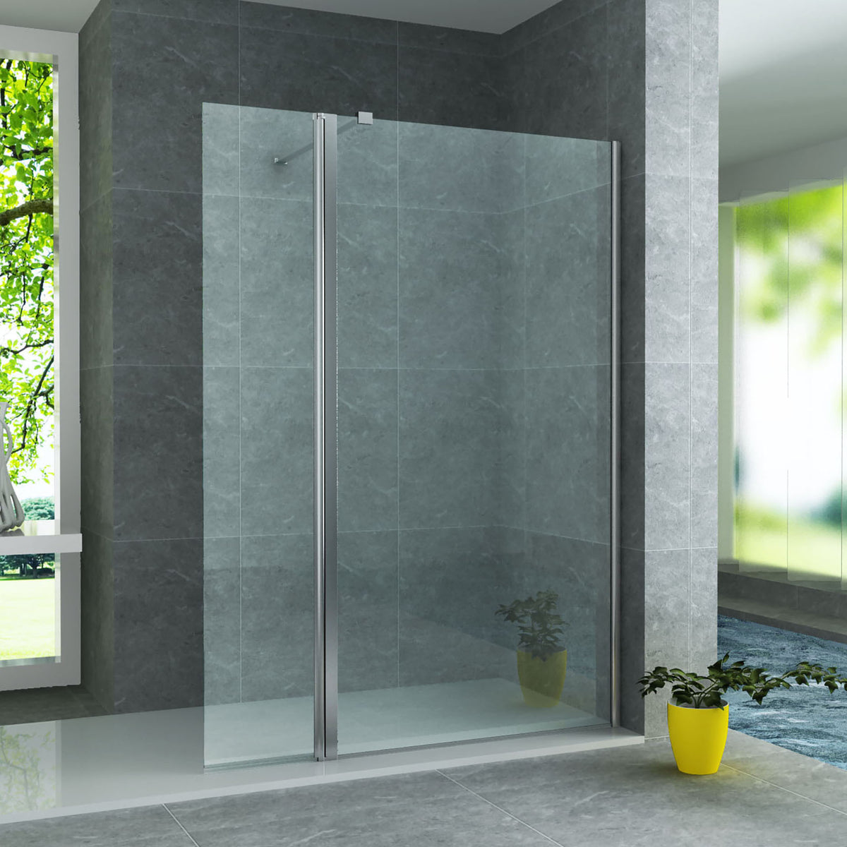 Aloni Zijwand Met Verbindingsprofiel Voor Inloopdouche - Draaibaar - 400 X 2000mm