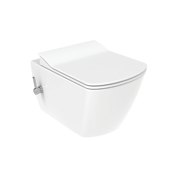 CREAVIT ELEGANT HANGTOILET MET BIDET - RANDLOOS - MET BIDETKRAAN KOUD WATER - ZONDER ZITTING - GLANZEND WIT