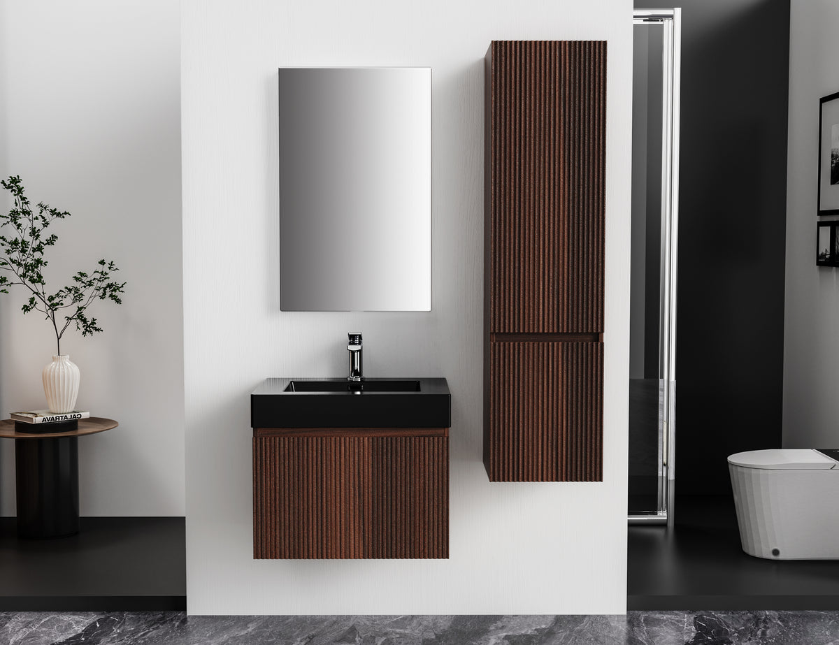 Aloni Ela Wastafelonderkast - 1 Lade - Greeploos - Soft Close – 60x40x45 Cm - Wenge