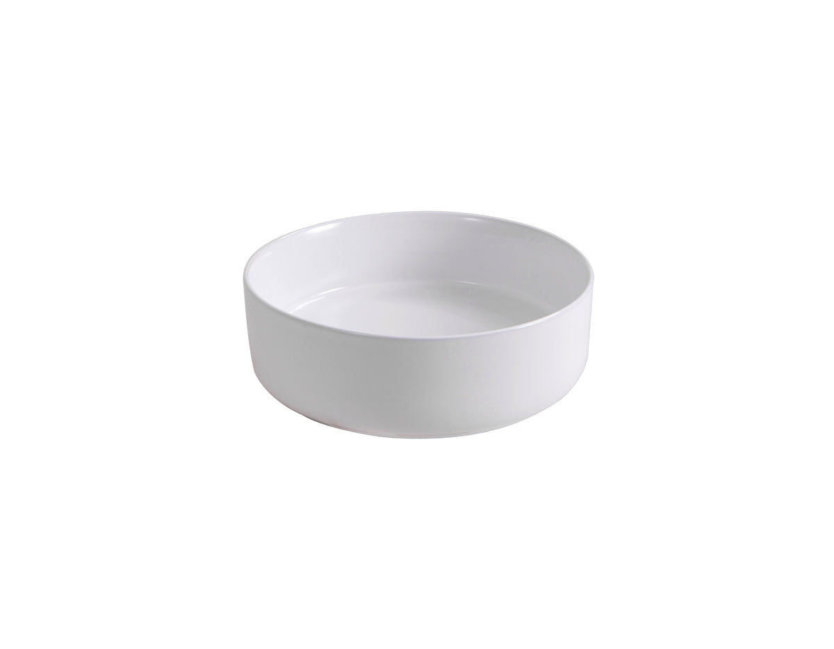 Aloni Fira Waskom - Opbouw - Zonder Overloop - Zonder Kraangat - Met Click Waste - Keramiek - 36x12,5x36 Cm - Glanzend Wit
