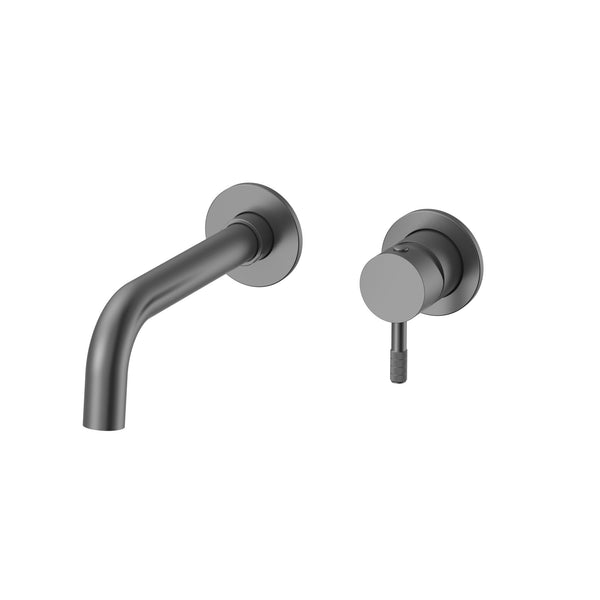 STRIA AFBOUWDEEL WASTAFELMENGKRAAN - COLD START - INBOUW - HENDEL MET VERFIJNDE RIBBELSTRUCTUUR - ZONDER AFVOERPLUG - GUNMETAL (PVD)