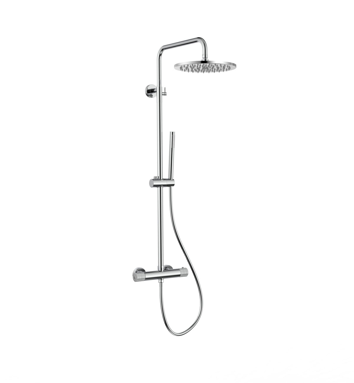 STRIA REGENDOUCHESET - THERMOSTATISCH - COOL TOUCH - HOOFDDOUCHE 30 CM - OPBOUW - KNOPPEN MET VERFIJNDE RIBBELSTRUCTUUR - BELGAQUA - CHROOM